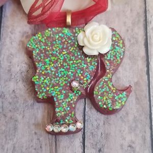 Barbie Head Resin Glitter Necklace